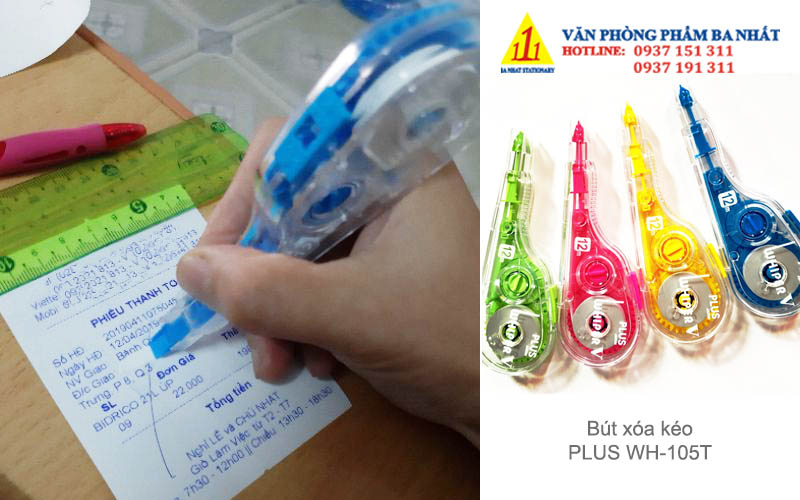 bút xóa, bút xóa kéo, bút xóa giấy, bút xóa kéo plus WH-105T, plus WH-105T