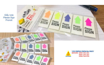 giấy note mũi tên Please sign Pronoti