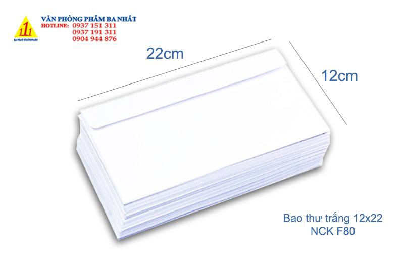 bao thư trắng 12x22 giá rẻ