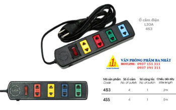 ổ cắm điện 4 lỗ 1 công tắc LIOA 4S3