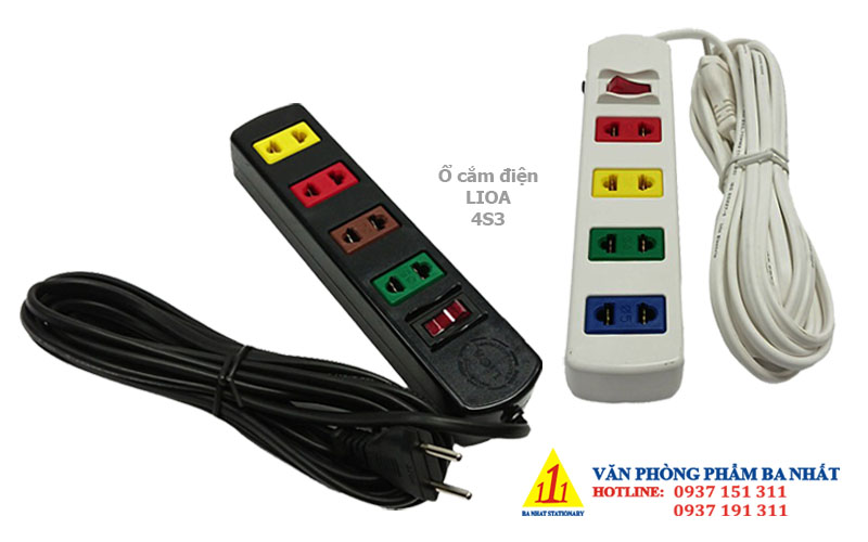 ổ cắm điện 4 lỗ 1 công tắc LIOA 4S3