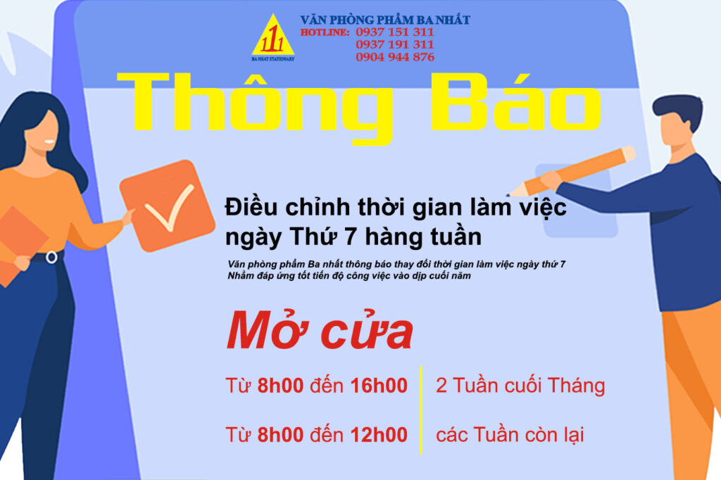 thông báo điều chỉnh thời gian làm việc vpp ba nhất