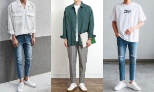 cách phối đồ nam lùn, phối trang phục đơn giản, đơn sắc và ít họa tiết
