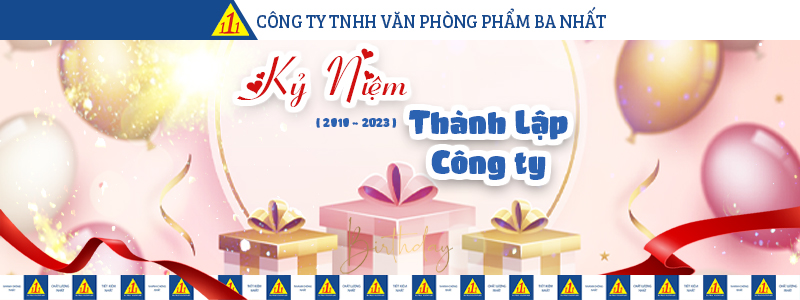 banner kỷ niệm ngày thành lập công ty VPP Ba Nhất 2023