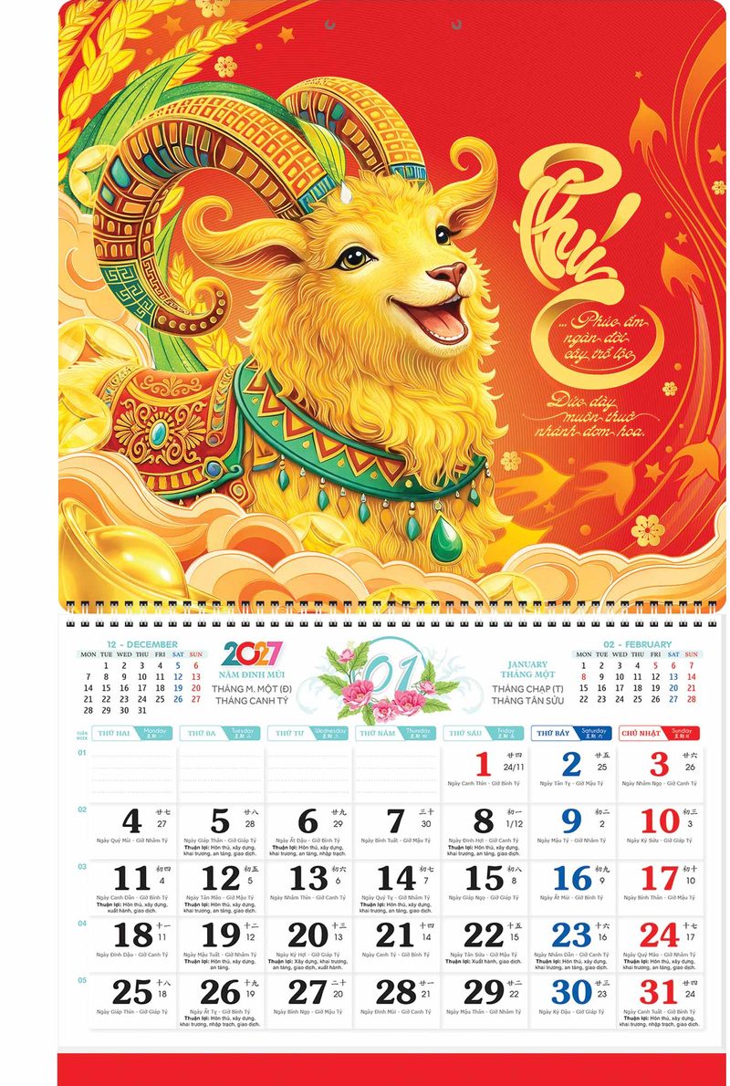 Dịch vụ in lịch lò xo tại Văn Phòng Phẩm Ba Nhất